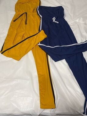 Athletic Track Jumpsuits - Yellow and Navy